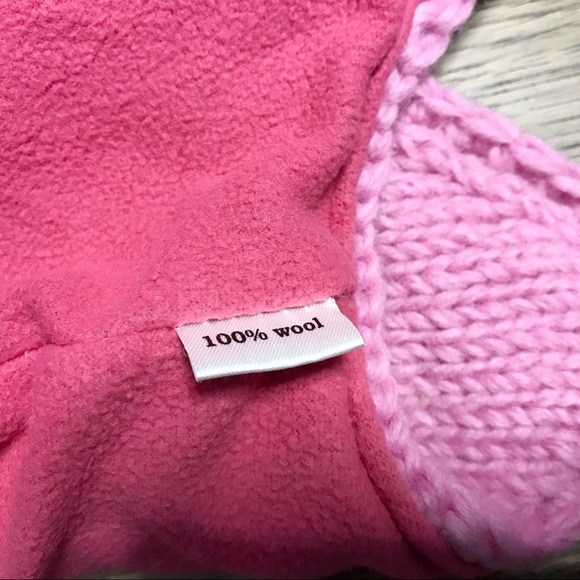 KP DESIGNS NORWAY Pink wool fleece lined hat - Picture 4 of 5